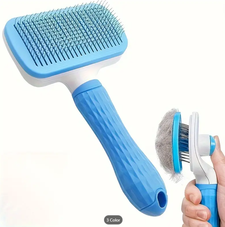Massage Comb & Deshedding Slicker Brush - One-Click Self-Cleaning