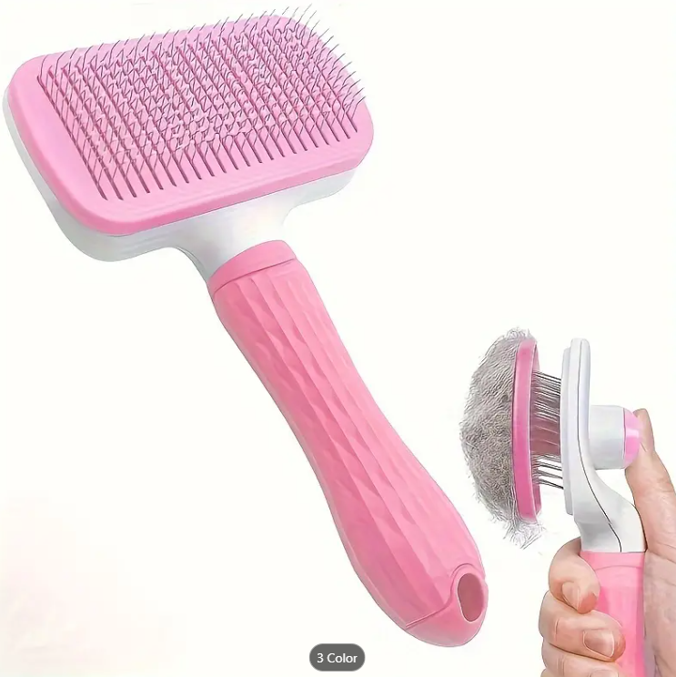 Massage Comb & Deshedding Slicker Brush - One-Click Self-Cleaning
