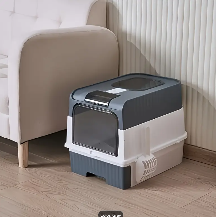 Fully Enclosed Foldable Cat Litter Box - Clean, Odor-Proof, and Convenient