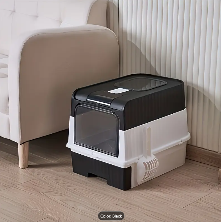 Fully Enclosed Foldable Cat Litter Box - Clean, Odor-Proof, and Convenient