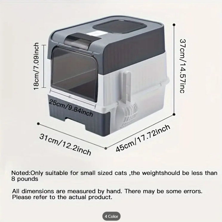 Fully Enclosed Foldable Cat Litter Box - Clean, Odor-Proof, and Convenient