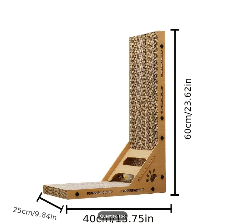 Tall Wall-Leaning Corrugated Cardboard Cat Scratcher & Lounge