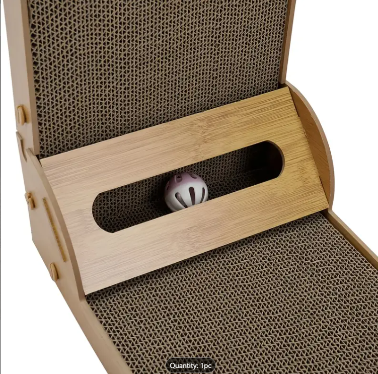 Tall Wall-Leaning Corrugated Cardboard Cat Scratcher & Lounge