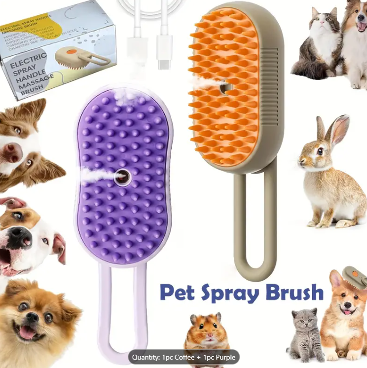 Steam Comb: 3-in-1 Cat & Dog Steam Brush with USB Charging