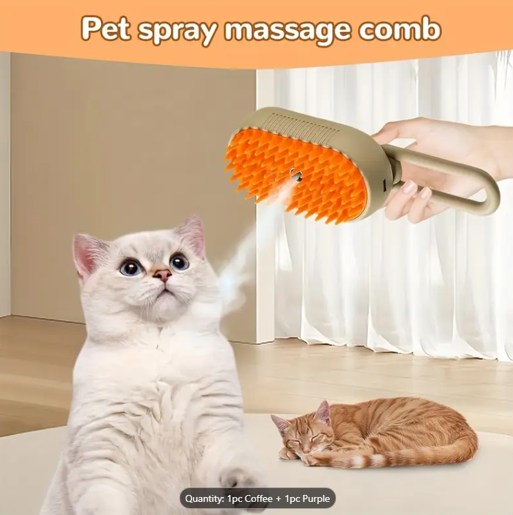 Steam Comb: 3-in-1 Cat & Dog Steam Brush with USB Charging